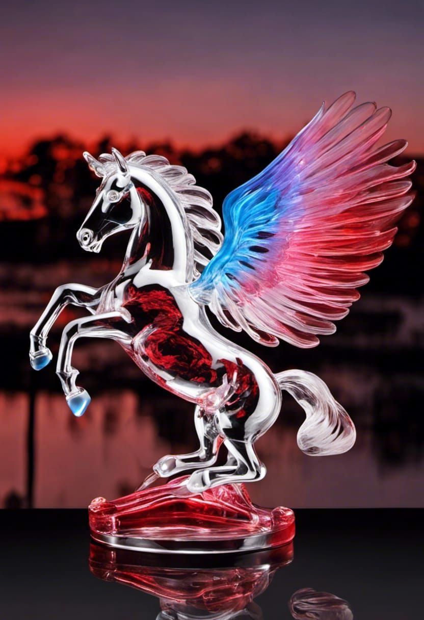 Blown Glass Mythical Red Pegasus 3.0