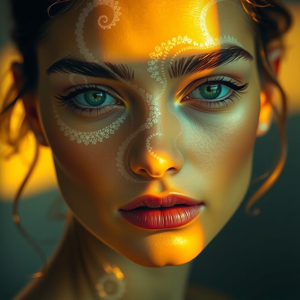 Ethereal Dawn Goddess in Cubist Style