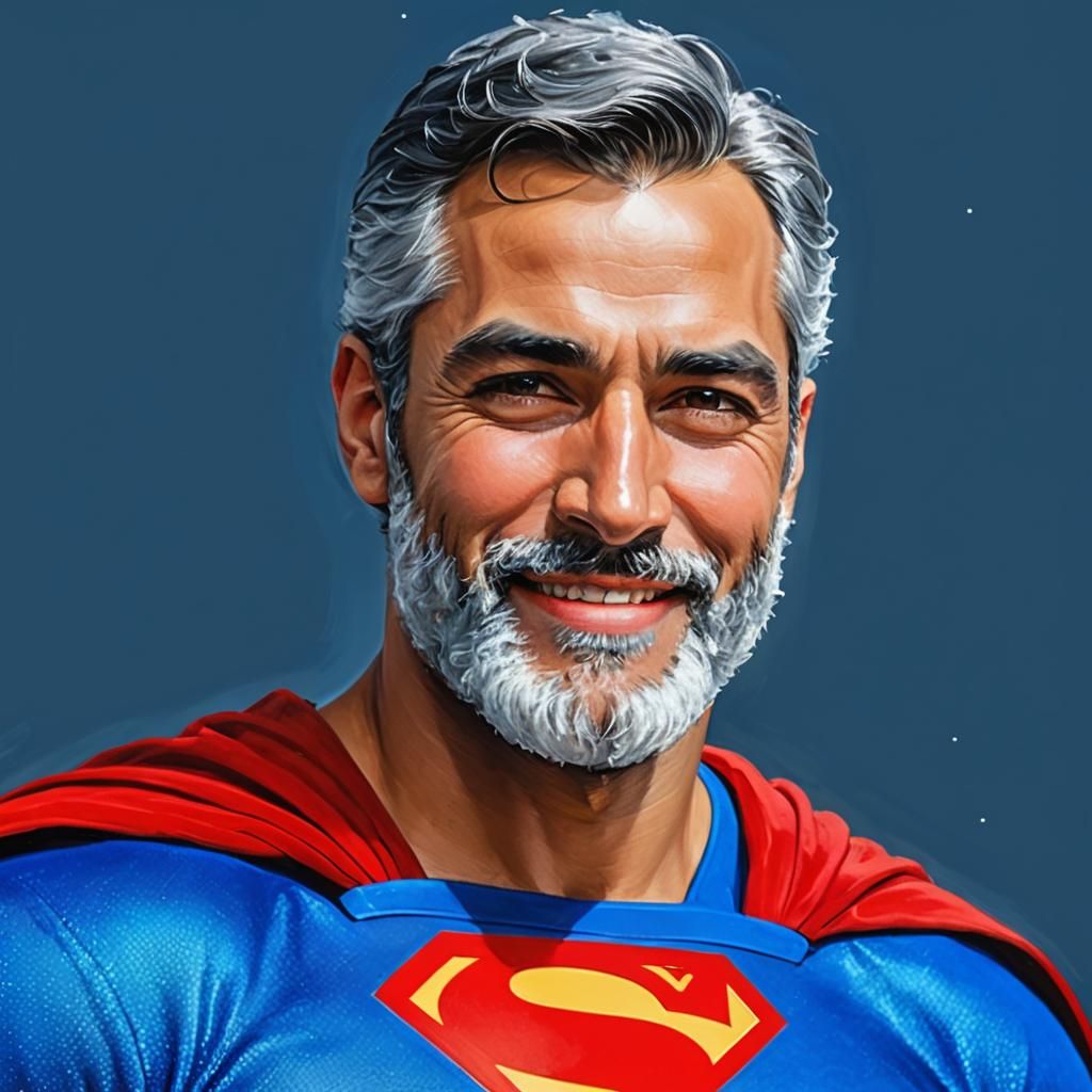 Neo-Impressionist Superman Hunk in Velvet Costume