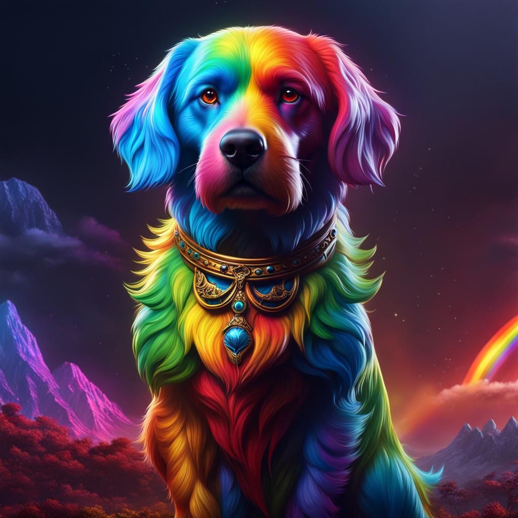 Rainbow Dog: Detailed Fantasy Concept Art