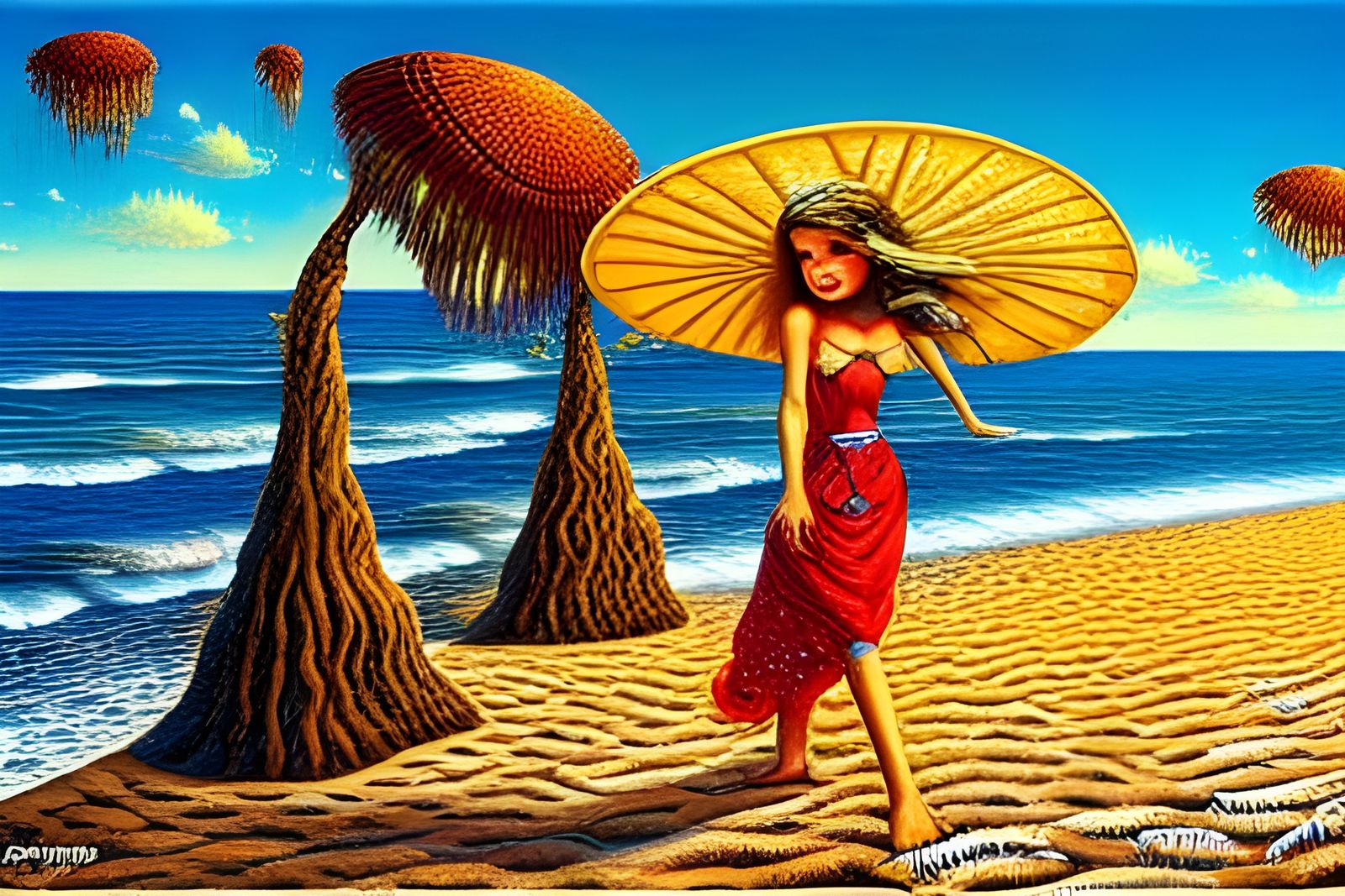 Surreal Fantasy Beach Landscape in Cheval Style