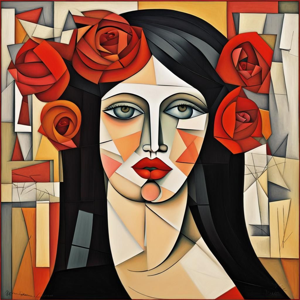 Cubist Portrait of a Woman in Picasso Style