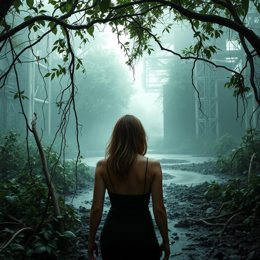 Woman Approaching Reactor: Backside View