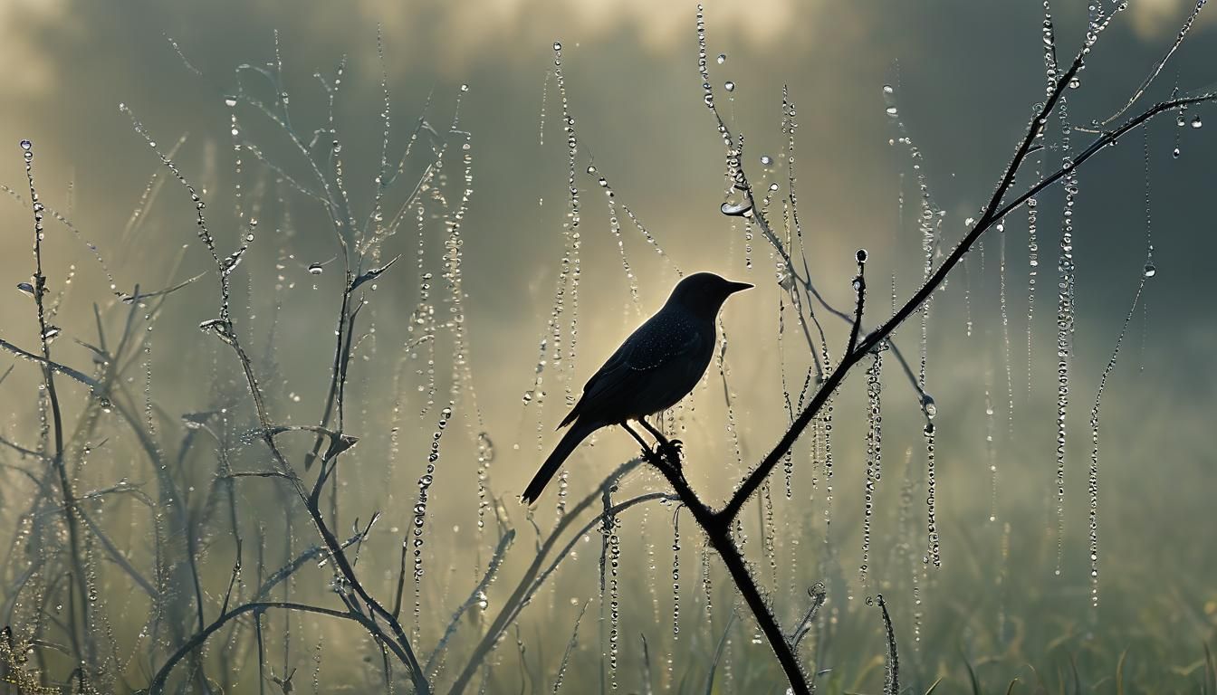Ethereal Bird Formed from Morning Mist at Dawn