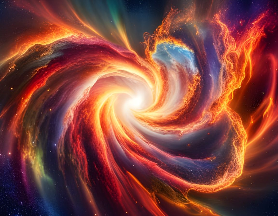 Galactic Fire Collision Inside a Nebula in HDR Style