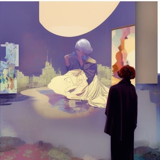 Old Woman's Reflection: A Hyperdetailed Matte Painting