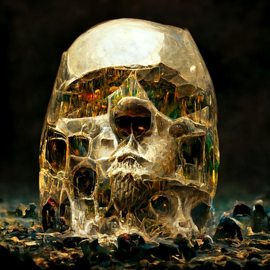 Crystallized Glass Skull: Hyperdetailed Digital Art