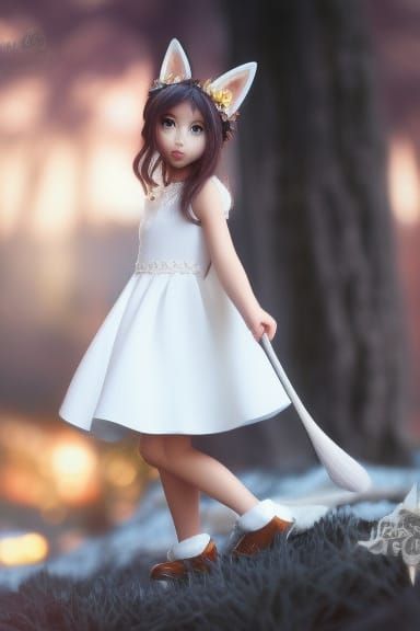Cute Fox Girl in High-Resolution 3D Art