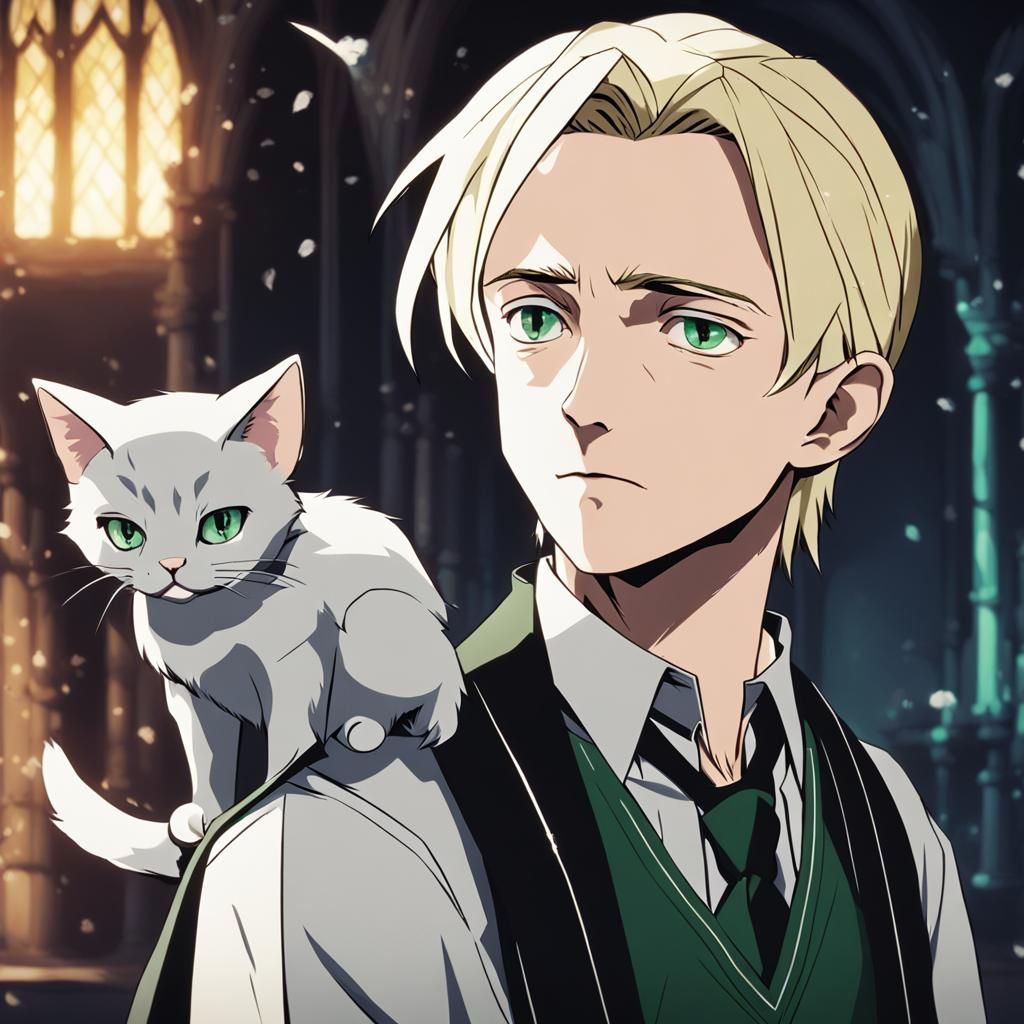 Draco Malfoy and a cat✨️