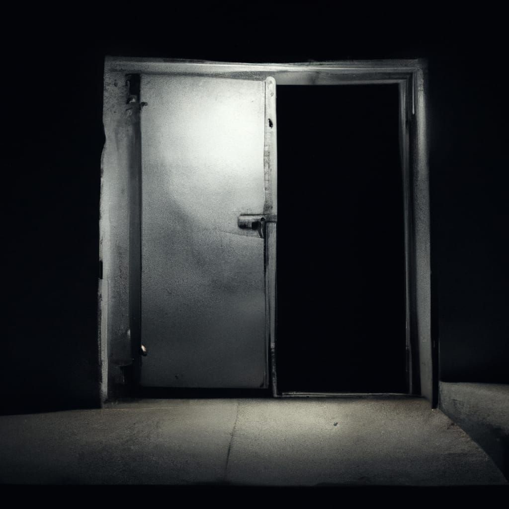 Scary Dark Basement Door at Night