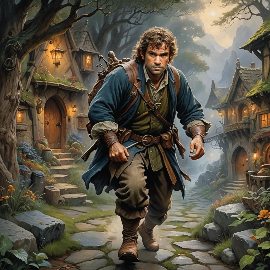 Hobbit Fighter-Thief in Ethereal Oil Painting