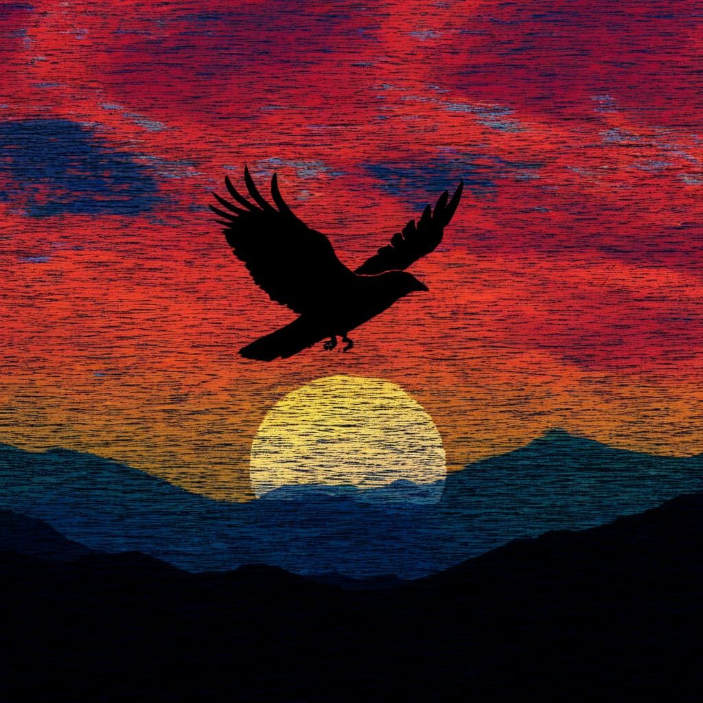 Majestic Raven in Sunset Stripes