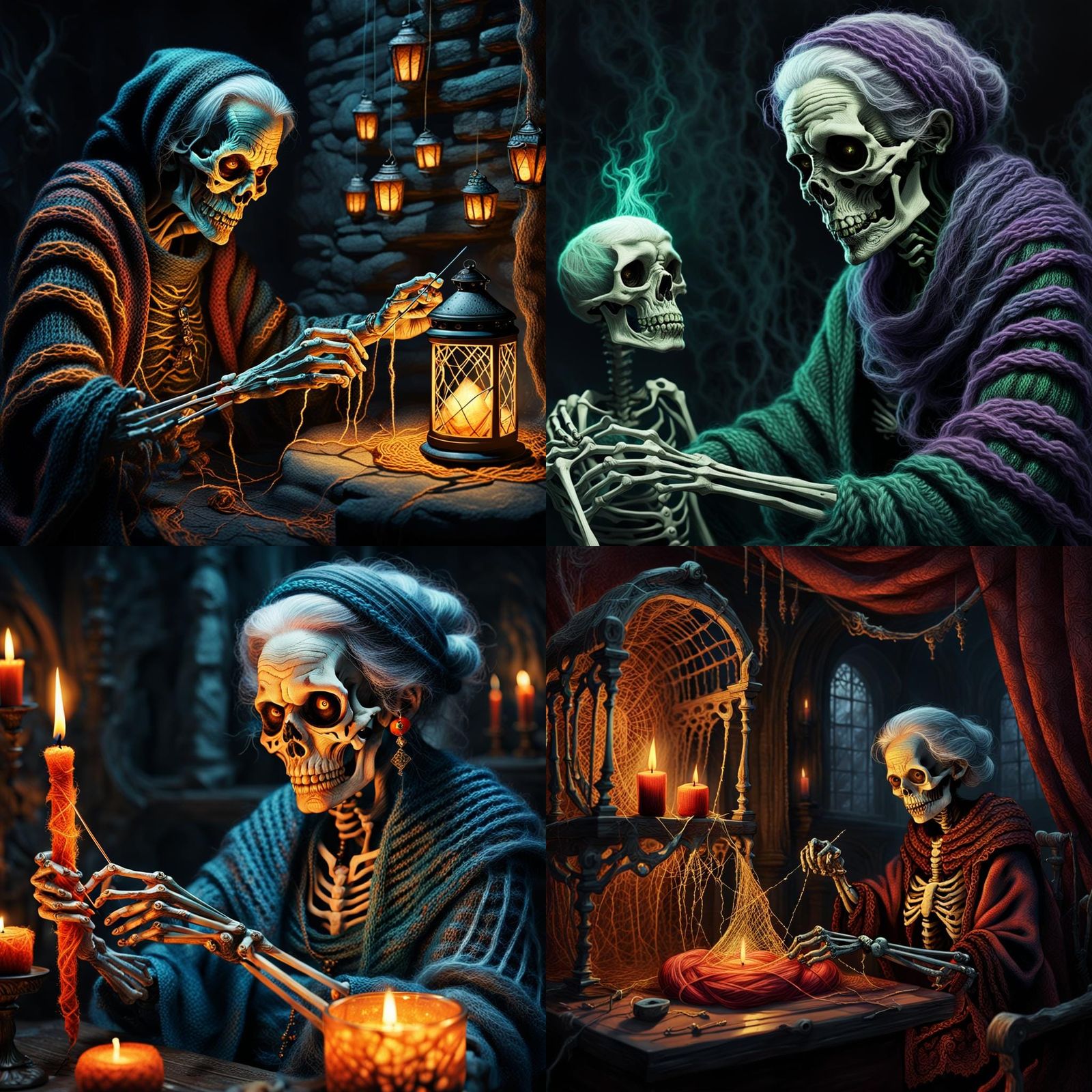 Elderly Matriarch Crafts a Bony Masterpiece in a Fantastical...