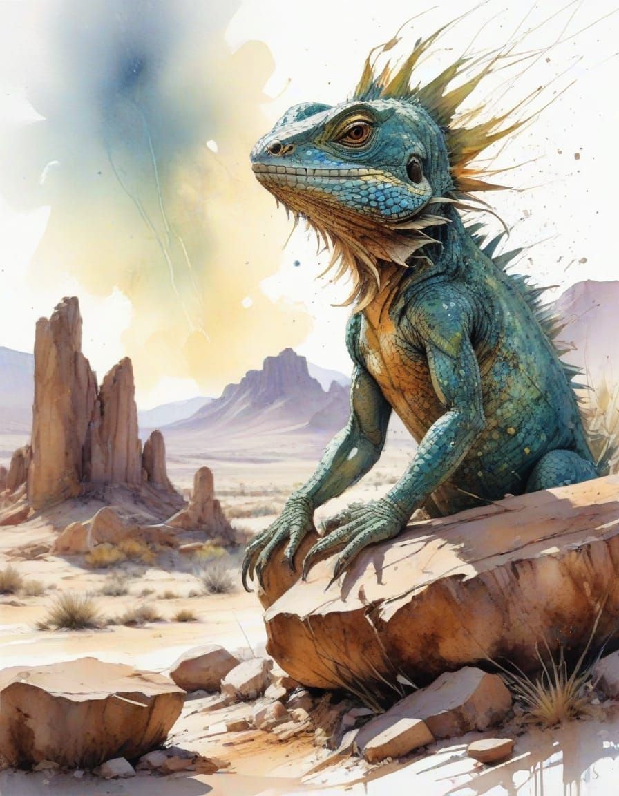 Desert Festival at Twilight: Expressive Watercolor Art