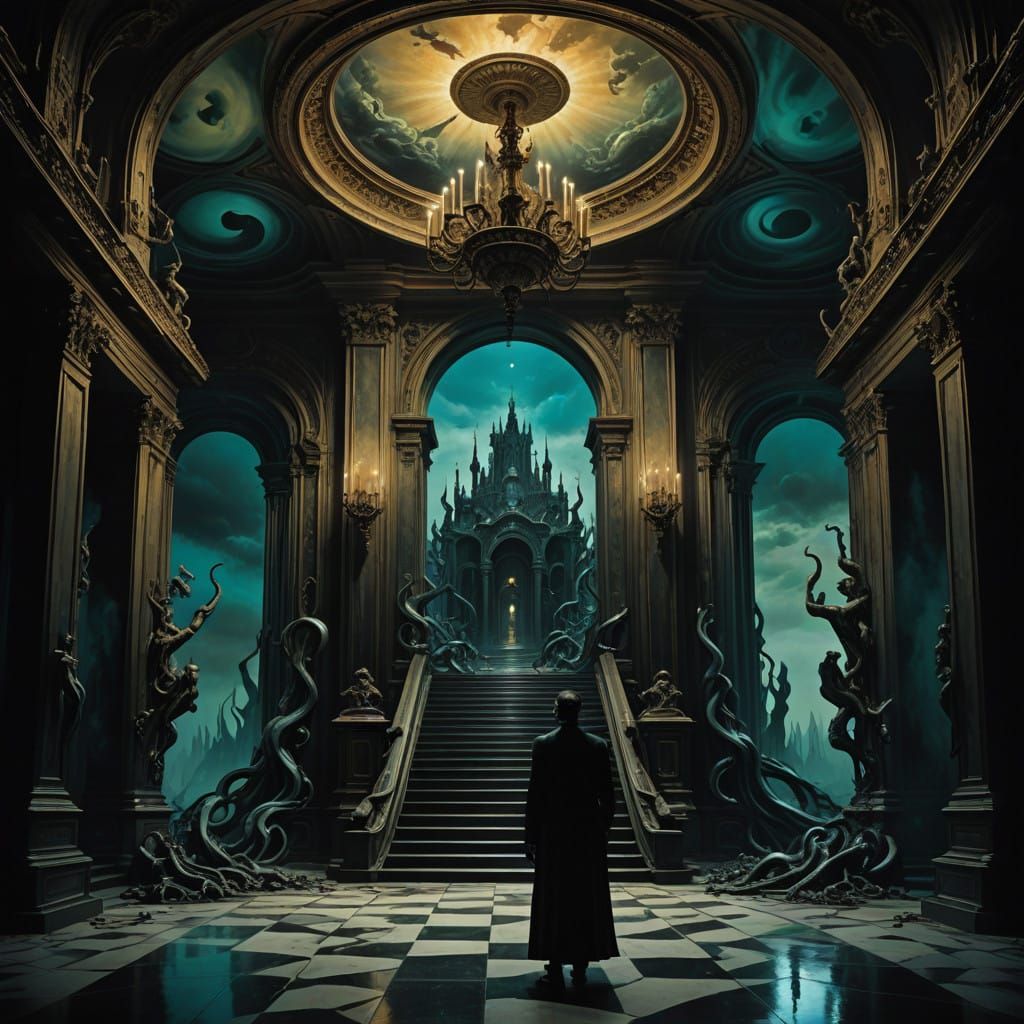 Gothic Opera Scene in Surrealist Masterpiece Style