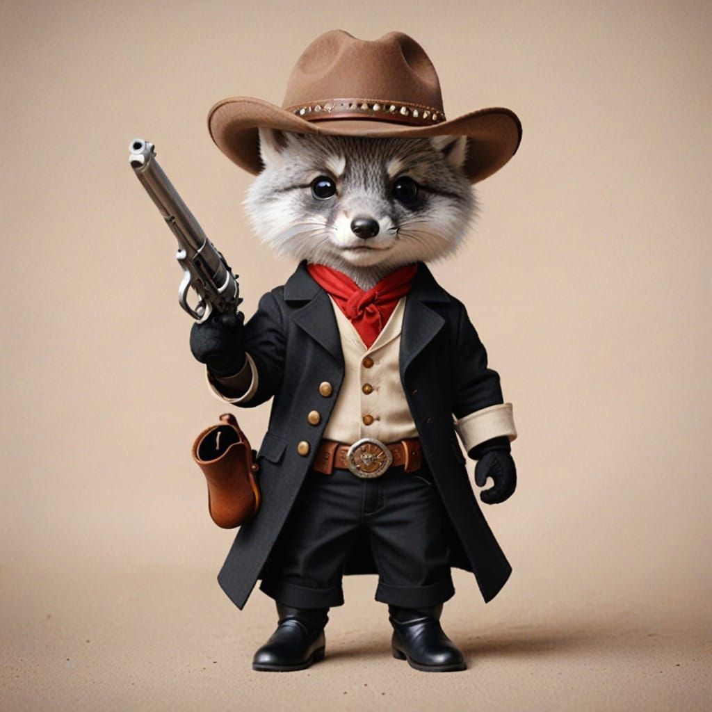 Cute Baby Silver Fox Cowboy in a Wyatt Earp Costume