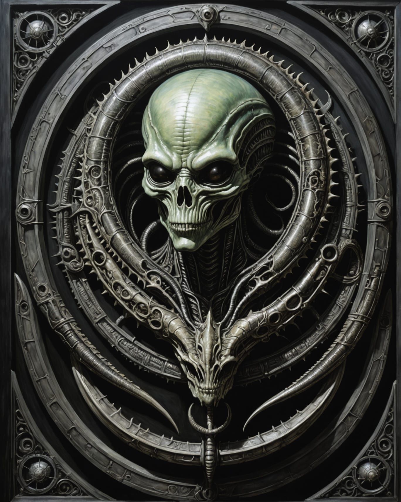 Alien Substitute Teacher in Giger-Inspired Style