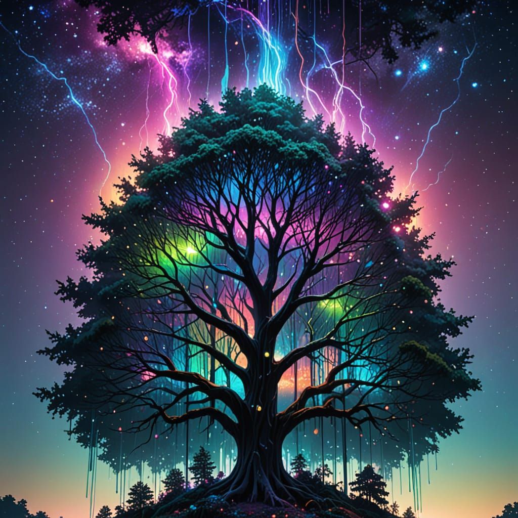 Surreal Galaxy Merges with Earth in Dreamlike Digital Art