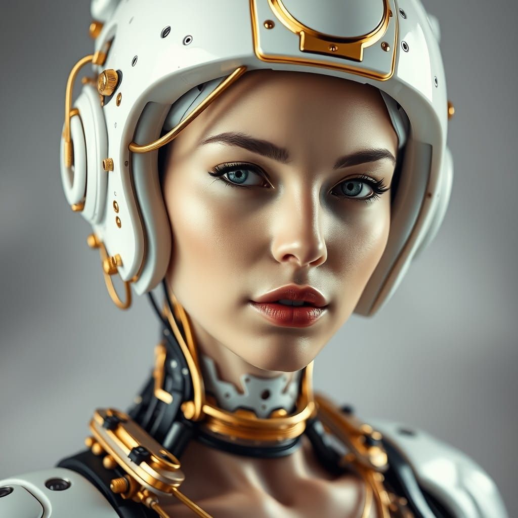 Cyberpunk Woman in Serene Technological Harmony