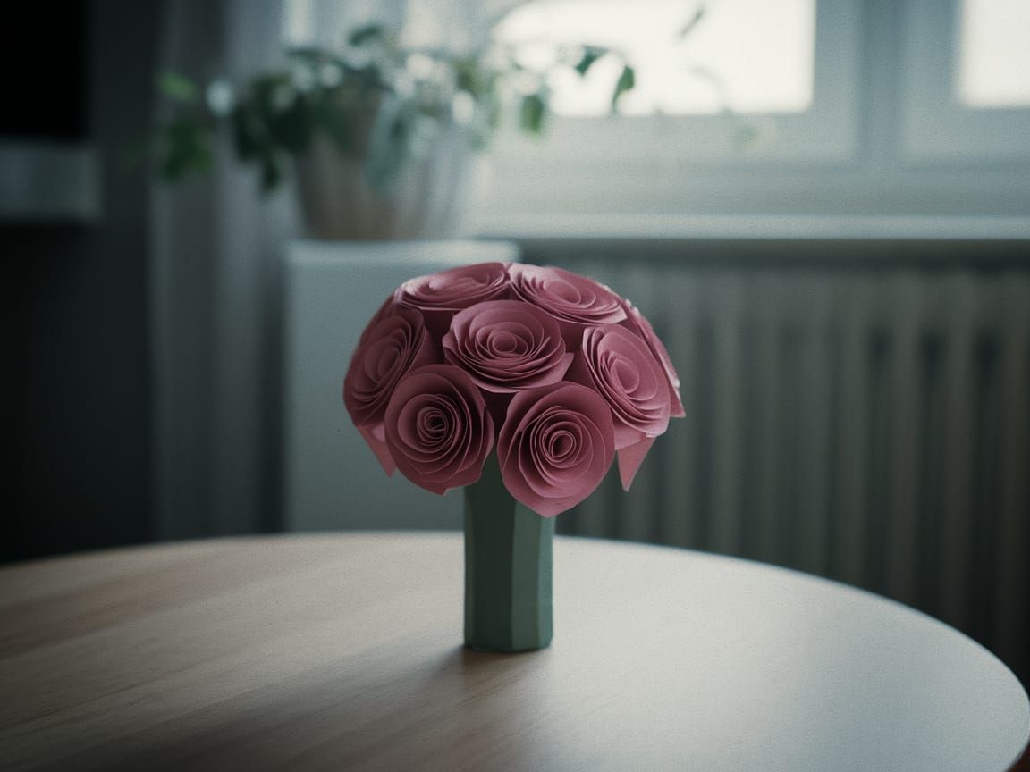 Origami Roses in Cinematic Style