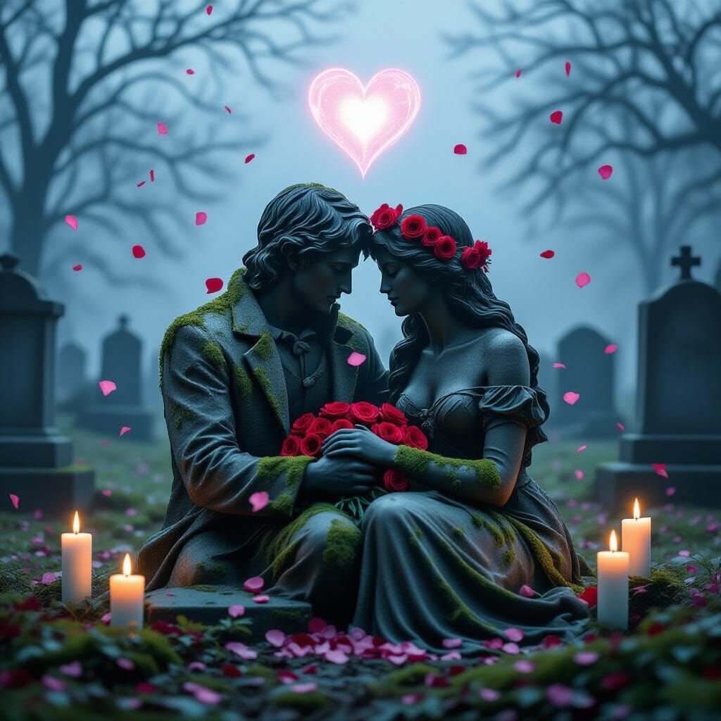 Haunted Lovers' Grave with Glowing Aura