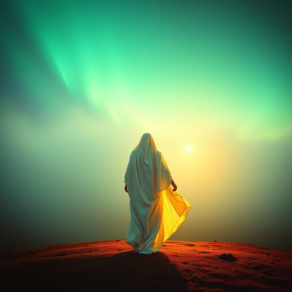 Ethereal Figure Steps into Infinite Realm as Film Still