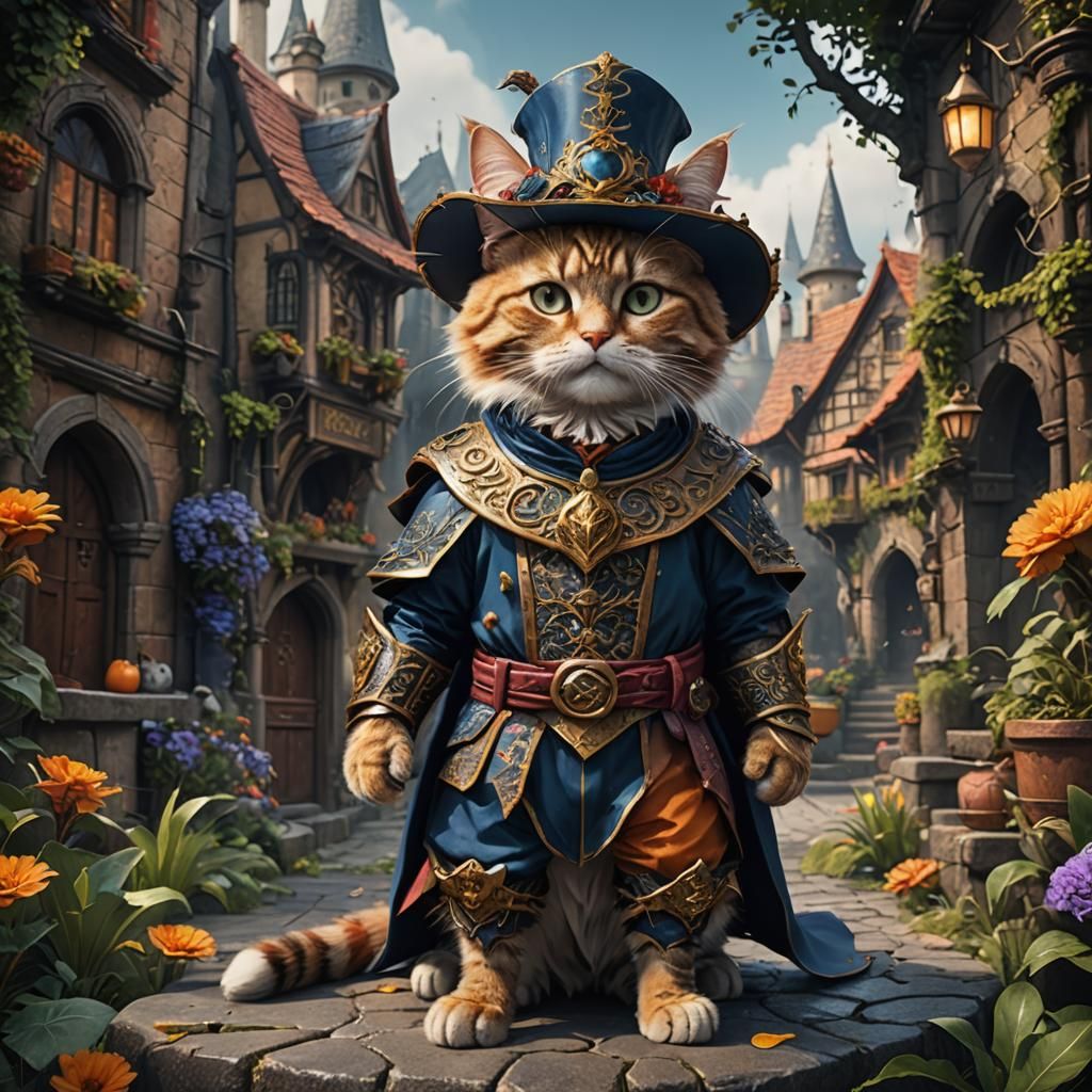 Cat in Costume: Detailed Fantasy Concept Art