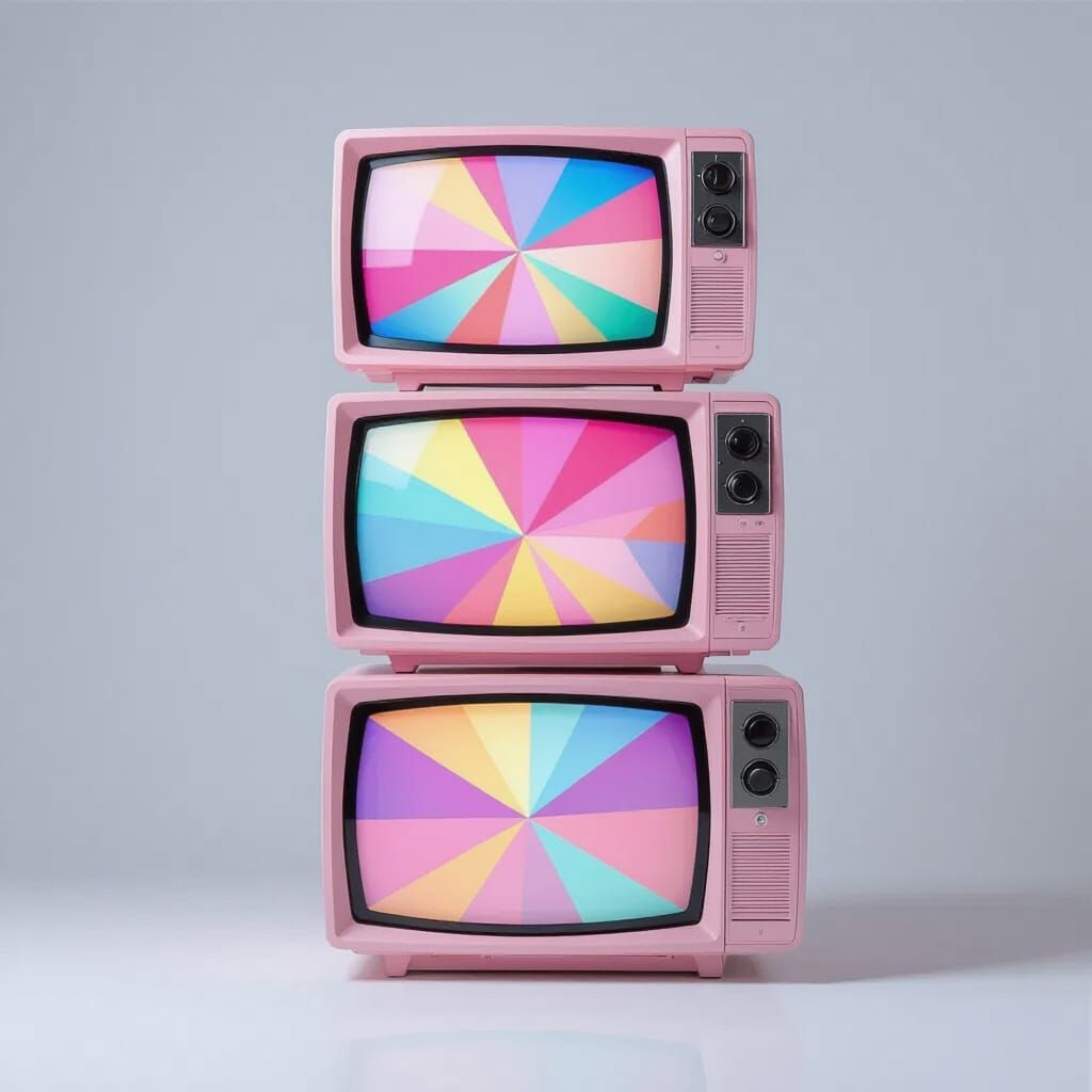 Minimalist Pink TVs with Geometric Screens on White