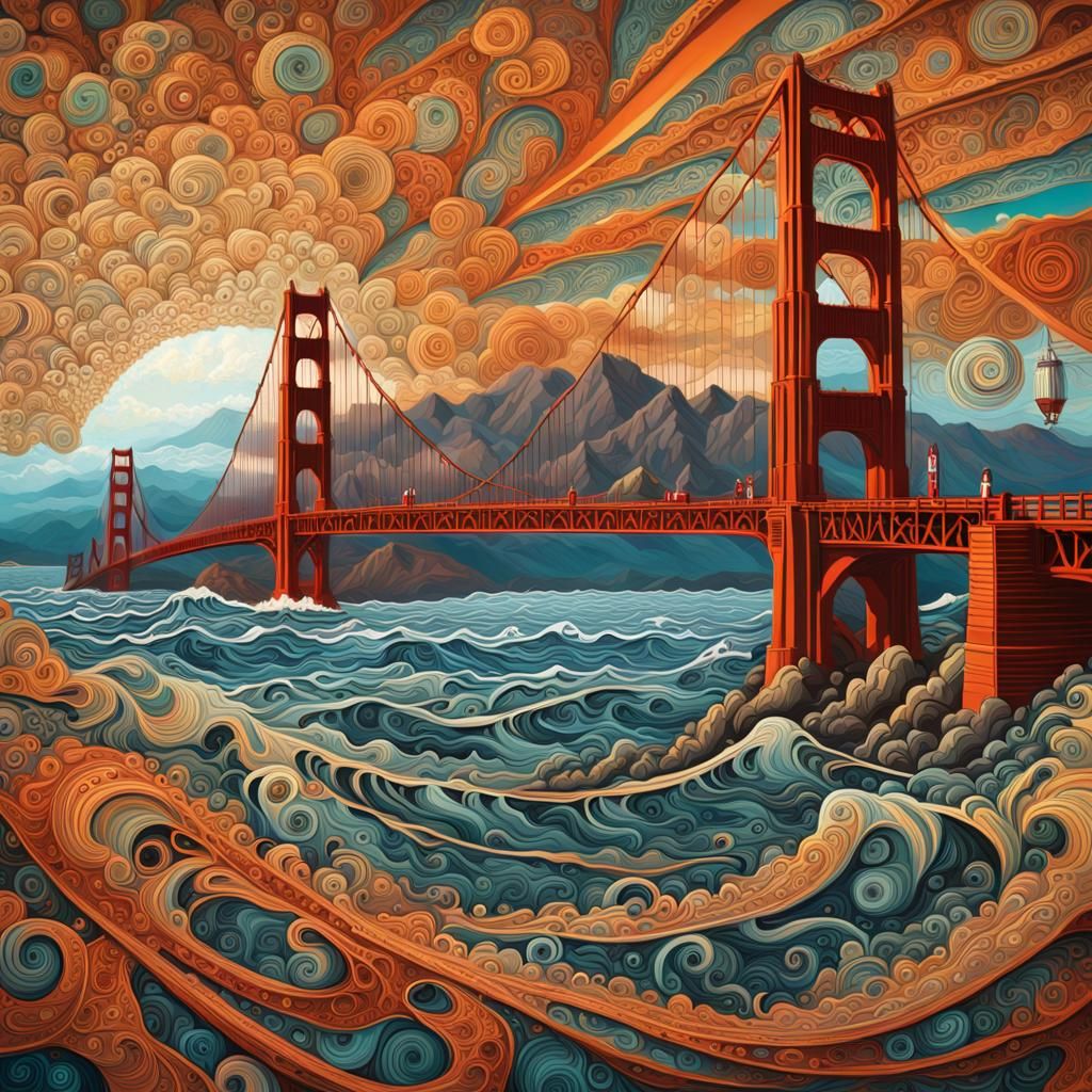 Golden Gate Bridge: Geometric Acrylic Landscape
