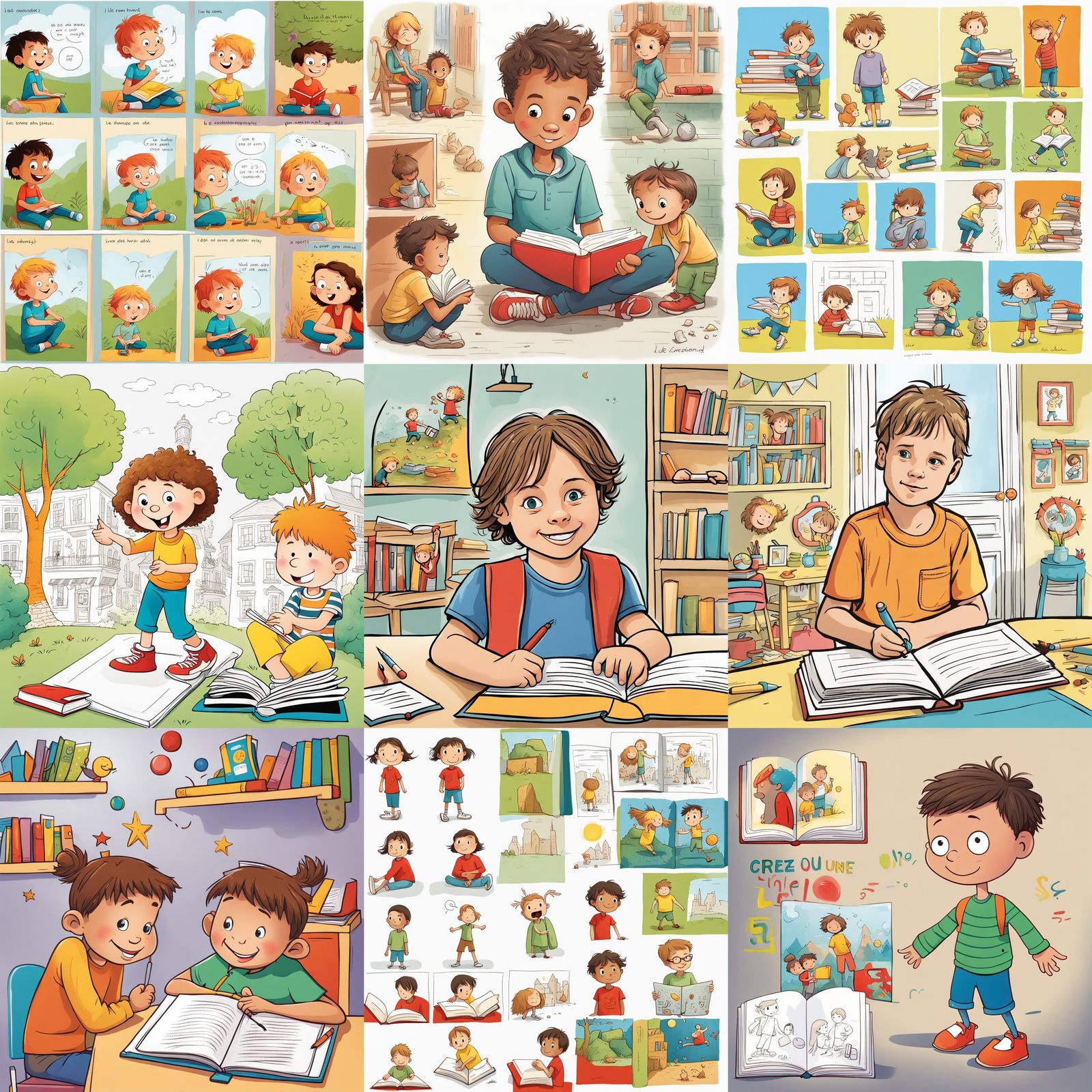 Children's Book Illustration of a Playful Young Boy