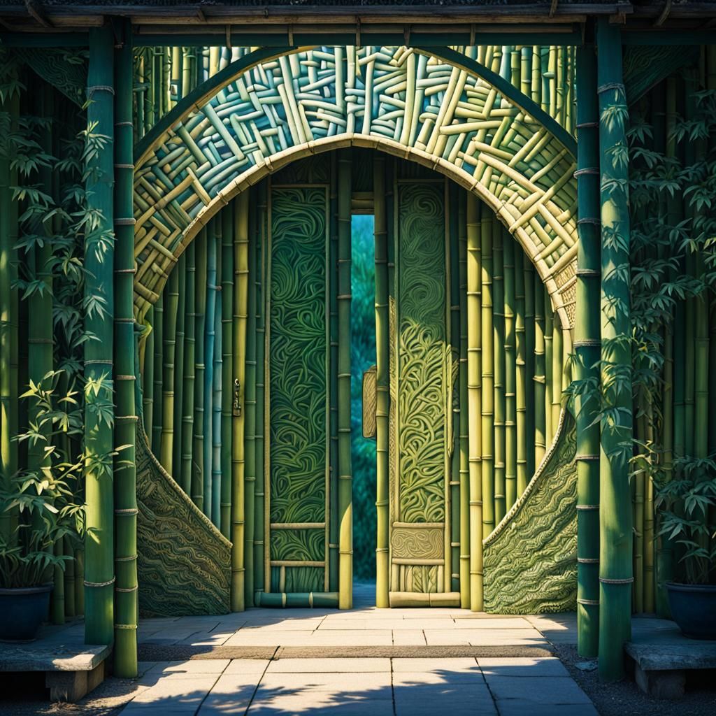 Heavenly Doorway with Zentangled Pattern and Silk