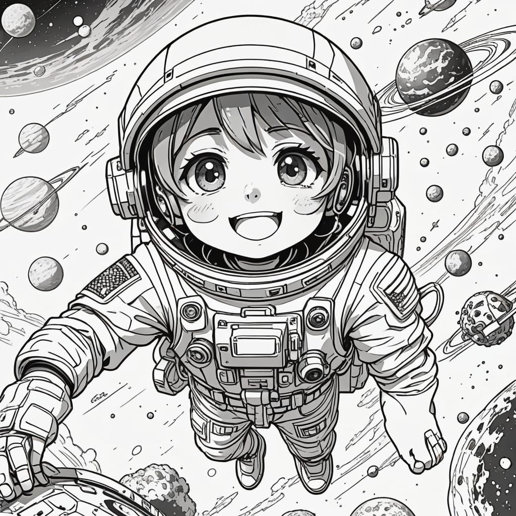Happy Astronaut in Anime Style