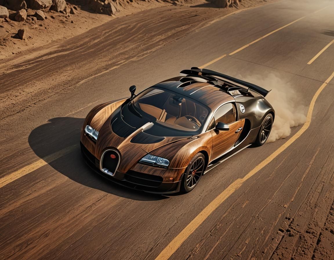 Teak Wood Bugatti Veyron Carving: Digital Matte Painting