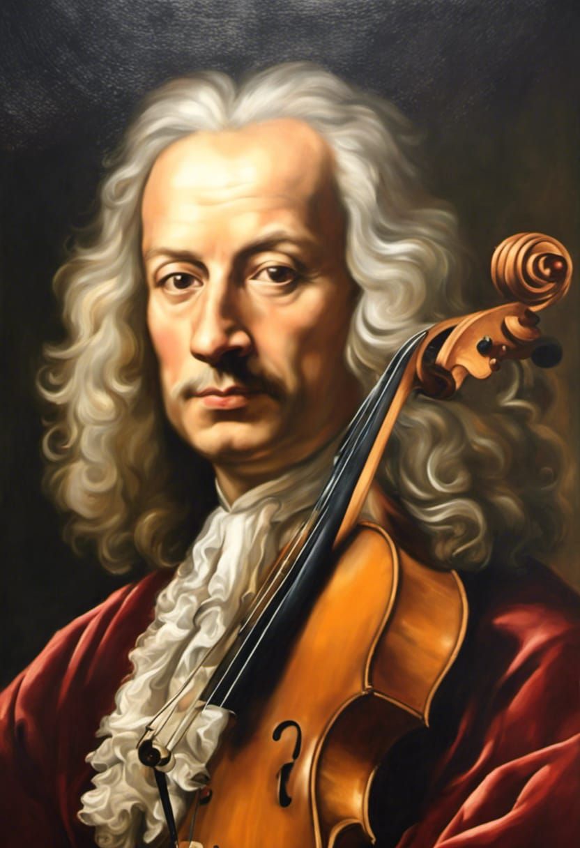 Hyperrealistic Portrait of Antonio Vivaldi as Oil Painting