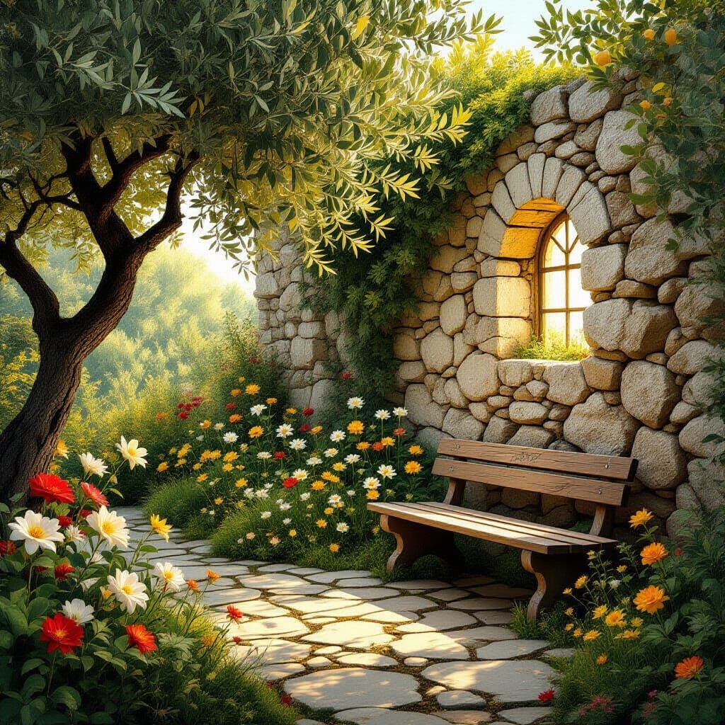 Surreal Memory Garden With Glowing Flowers