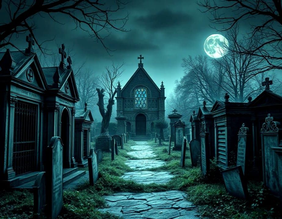 Shadows writhe like living darkness across crumbling headsto...