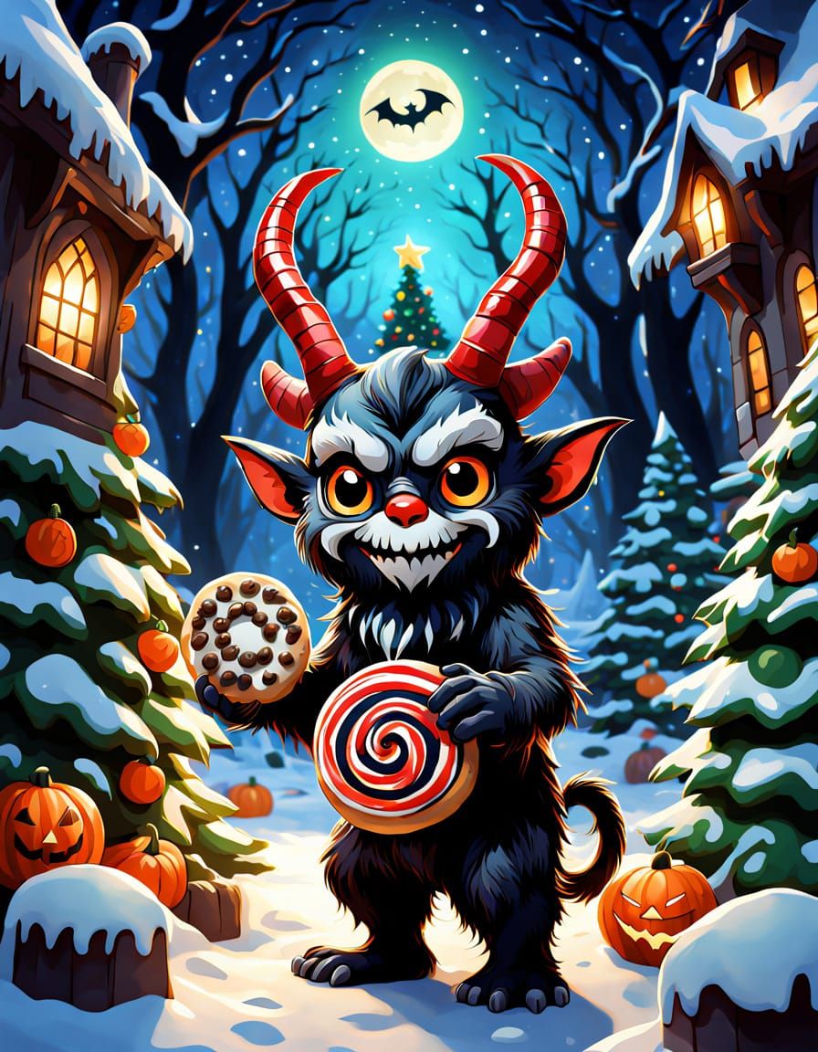 Adorable Krampus Christmas in Pokemon Forest Style