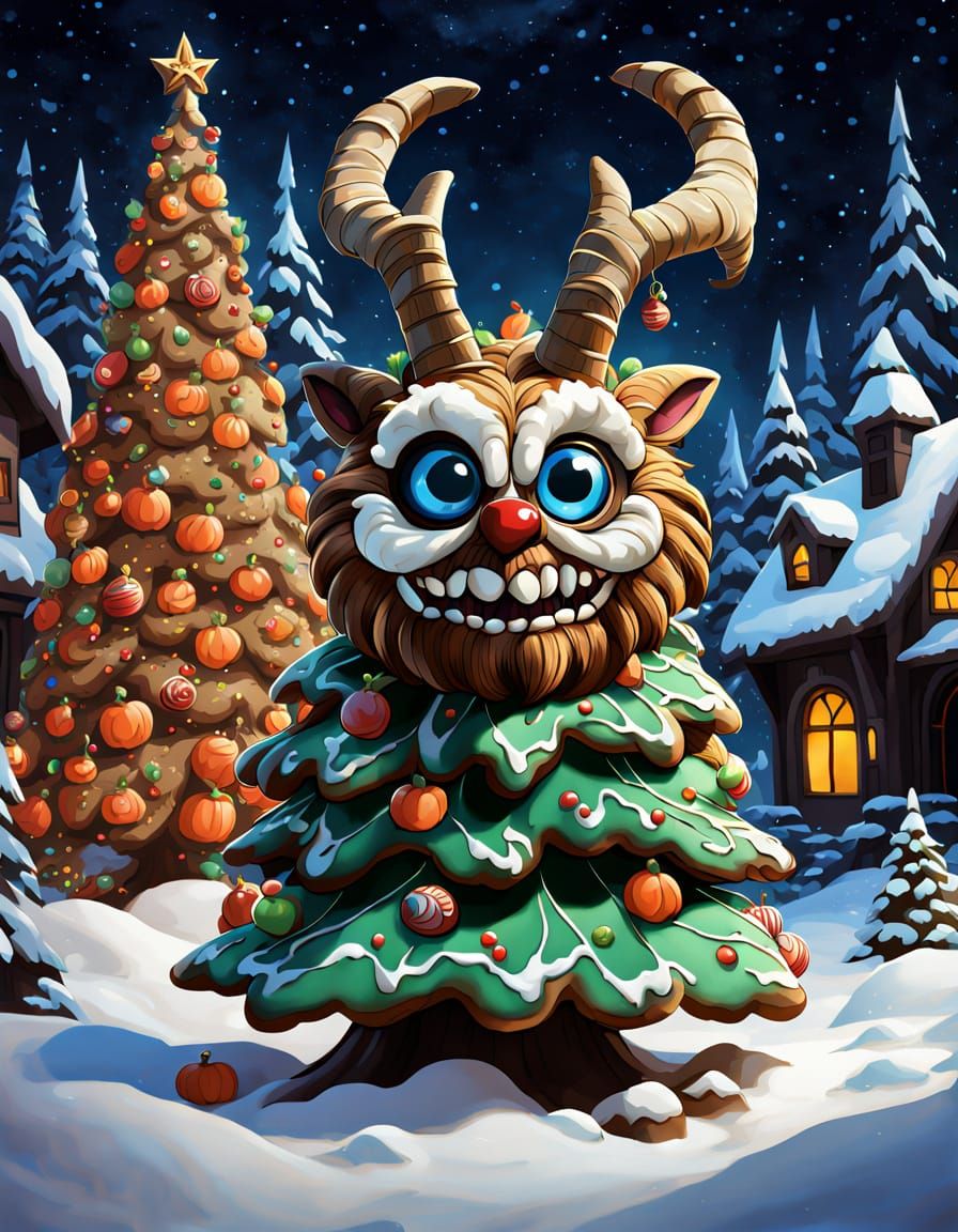 Adorable Pokemon Style Christmas Fantasy with Krampus