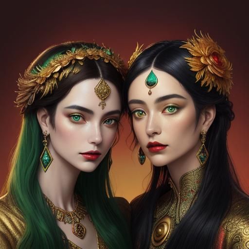 Regal Women with Peacock Feathers as Digital Art