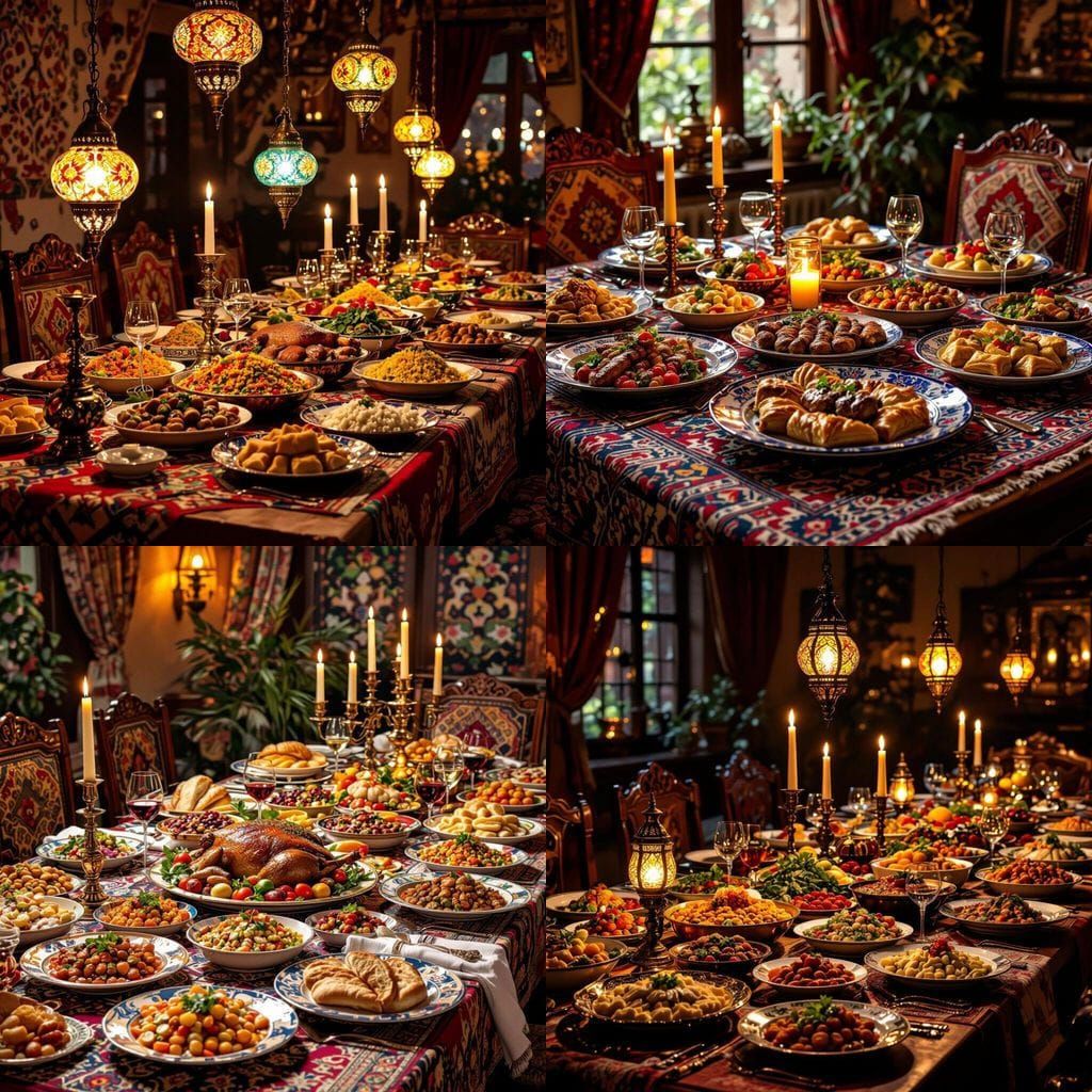 A Traditional Turkish Dinner Table Spread