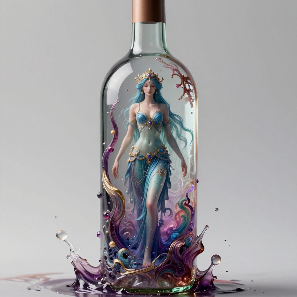 Calypso Goddess Confines Odysseus in Wine Bottle