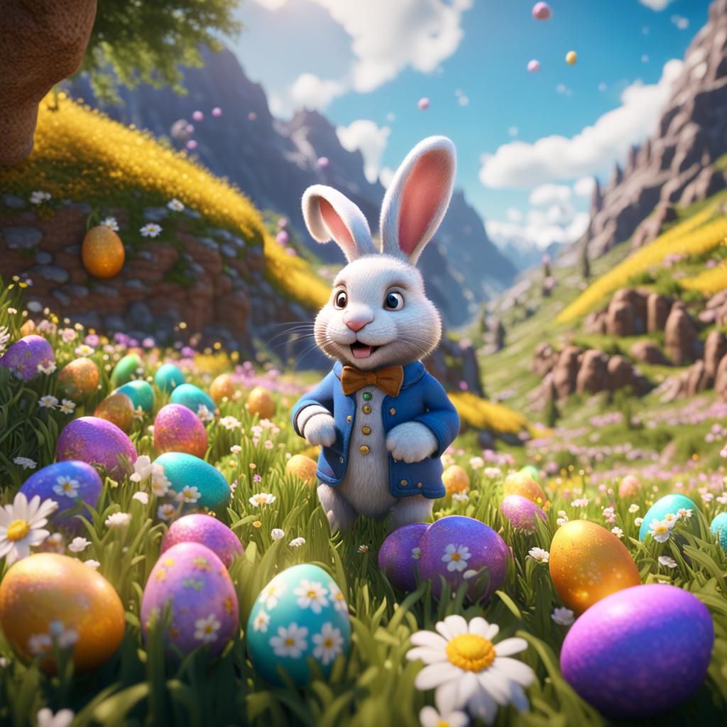 Easter Bunny in Flower Valley: 3D Game Cinematic