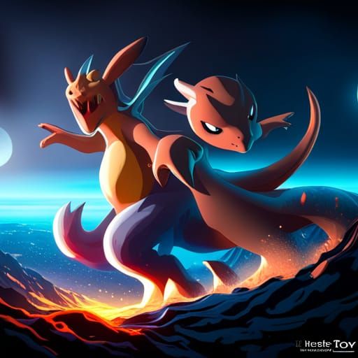 Charizard/Mewtwo Fan Art "@tr0yz1488 on Youtube"
