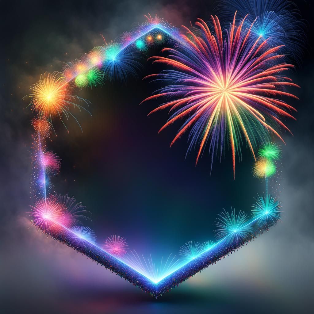 Fireworks in Opal Prism: Neon Iridescent Fantasy