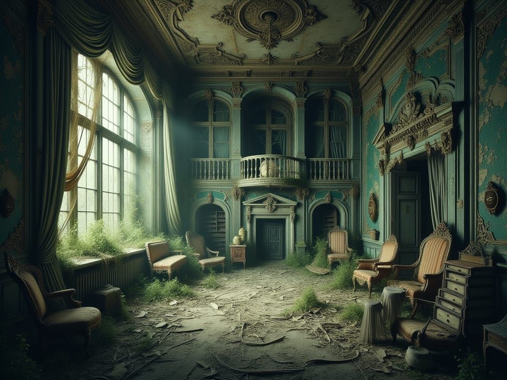 Ethereal Light in Abandoned Irish Castle Interior