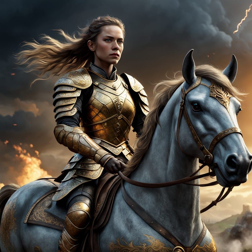 Hungarian Warrior on Warhorse in Fantasy Battlefield