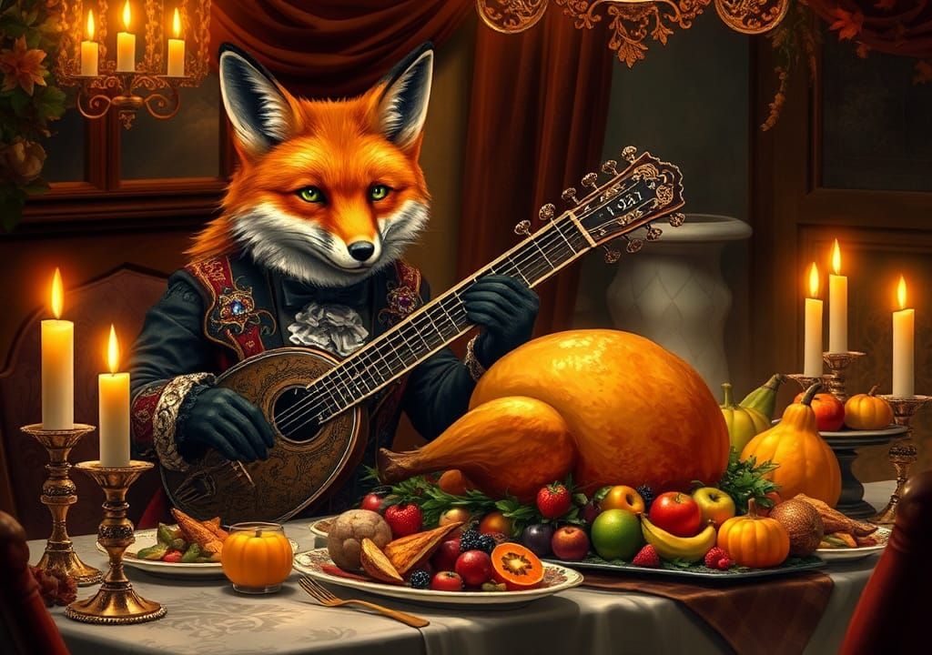 Victorian Fox Bard Celebrates Thanksgiving in Fairytale Styl...