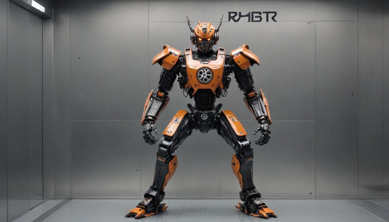 Samurai Robot in Futuristic Laboratory