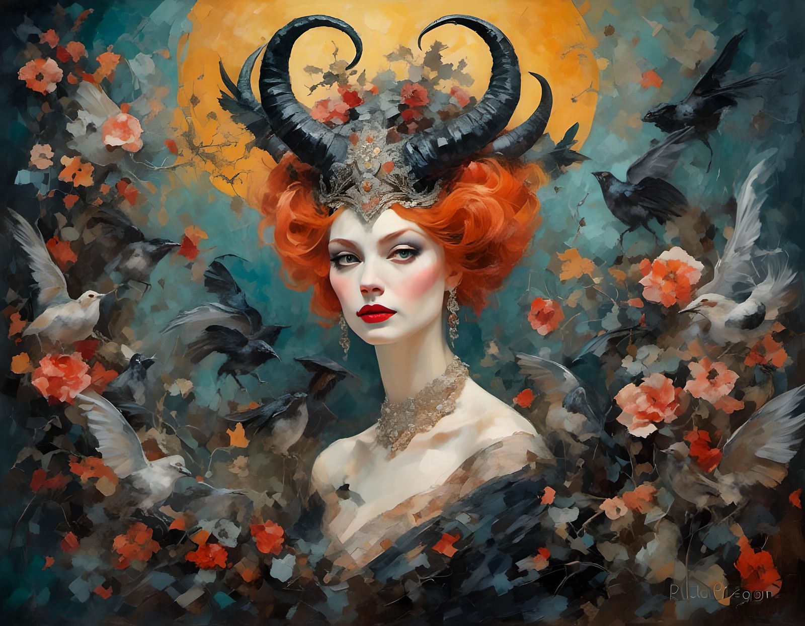 Intricate Demon from the Netherworld in Collage Style