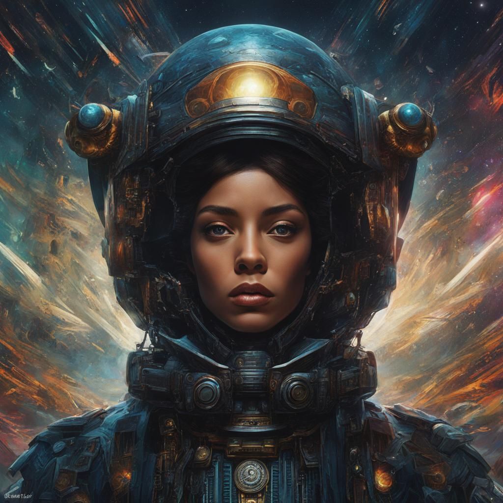 Futuristic Spacesuit Portrait in Dark Sci-Fi Style